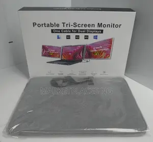 Portable Tri-Screen Monitor One Cable for Dual Displays With Bag
