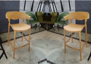 Stackable Design Plastic Bar Stools -Set of 2 (Yellow)