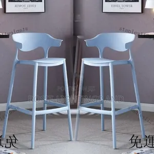 Stackable Design Plastic Bar Stools - Set of 2( Sky Blue)