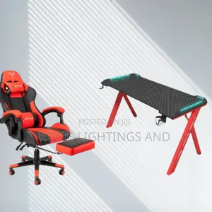Gaming Furgle Pro Series (Red) and Y Leg Gaming Table With RGB