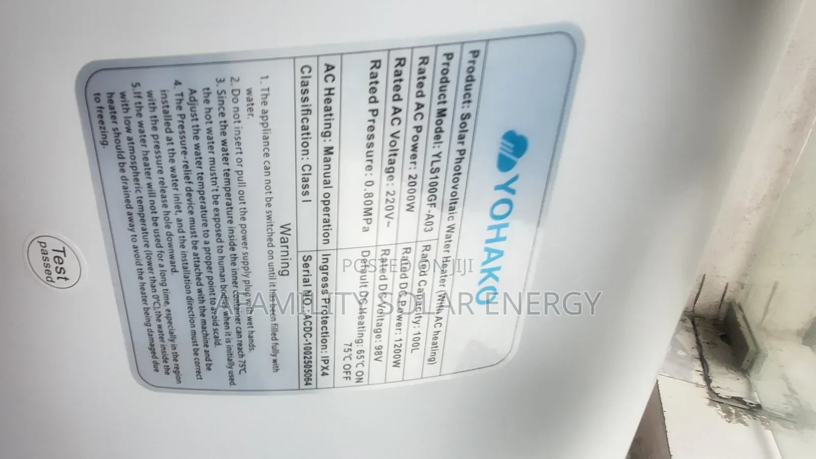 Yohako Solar Water Heater Ac Dc 150l