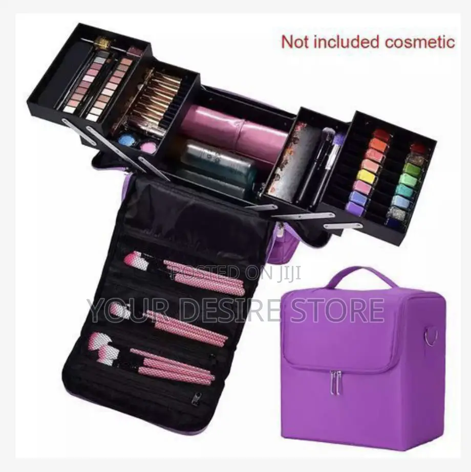 Professional Textile Vanity Make Up Box - Purple