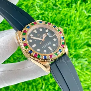 High Quality Luxury Rainbow Plain Face Rolex Rubber
