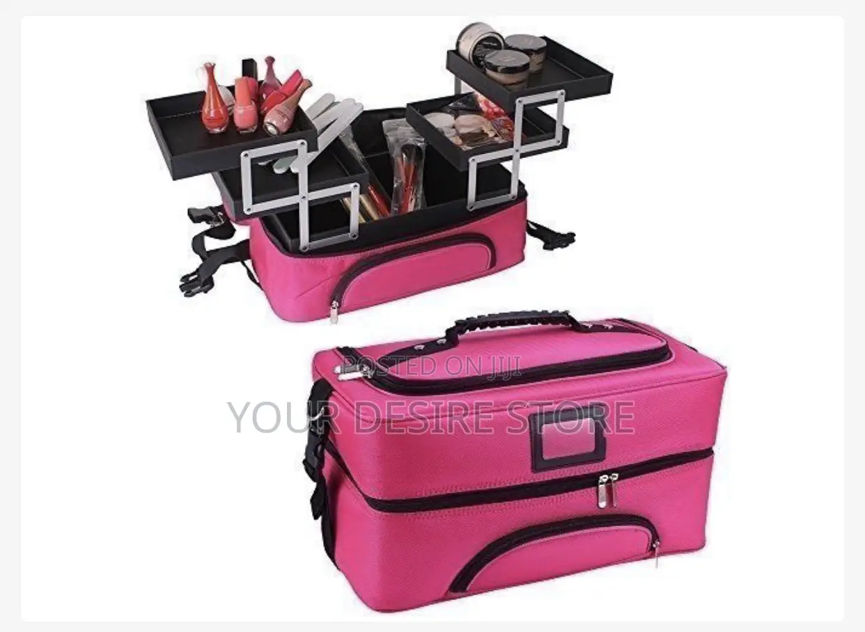 Makeup Box for Professionals With Black Handle- Pink