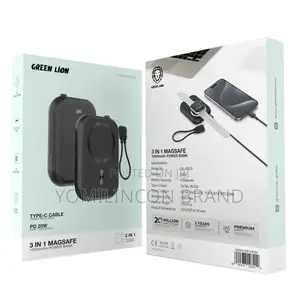 Green Lion 3 in 1 Magsafe 10000mah Power Bank - Black
