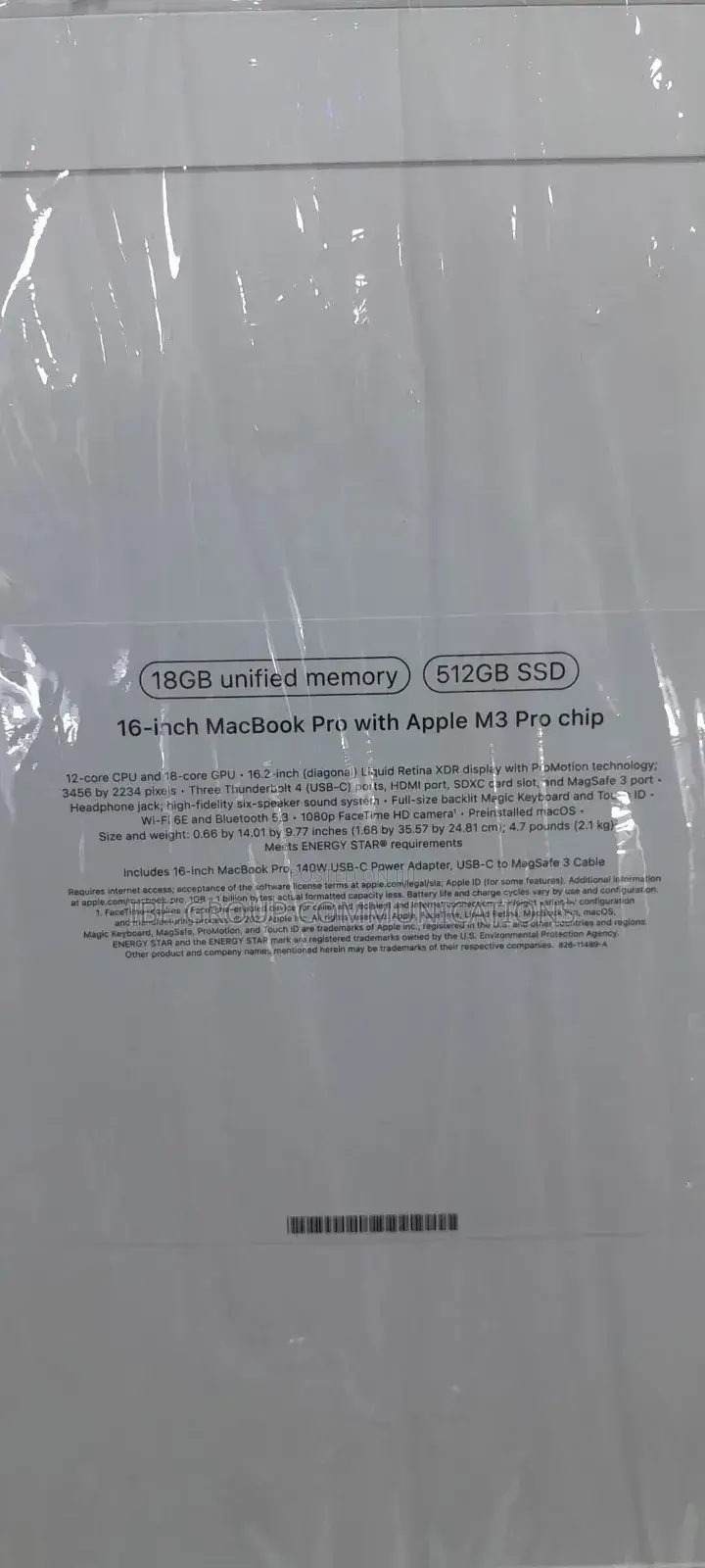 New Laptop Apple MacBook Pro 18GB Apple M3 Max SSD 512GB