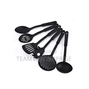 Black Non-Stick Cooking Spoon Set - 6 Pieces