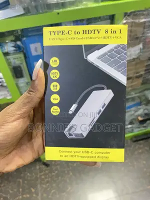 Type-C to HDTV 8-in-1 Adapter, Also Known as a Usb-C Hub