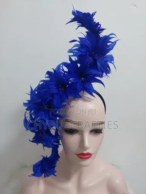 Royal Blue Feathery Facinator