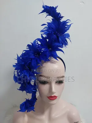 Royal Blue Feathery Facinator