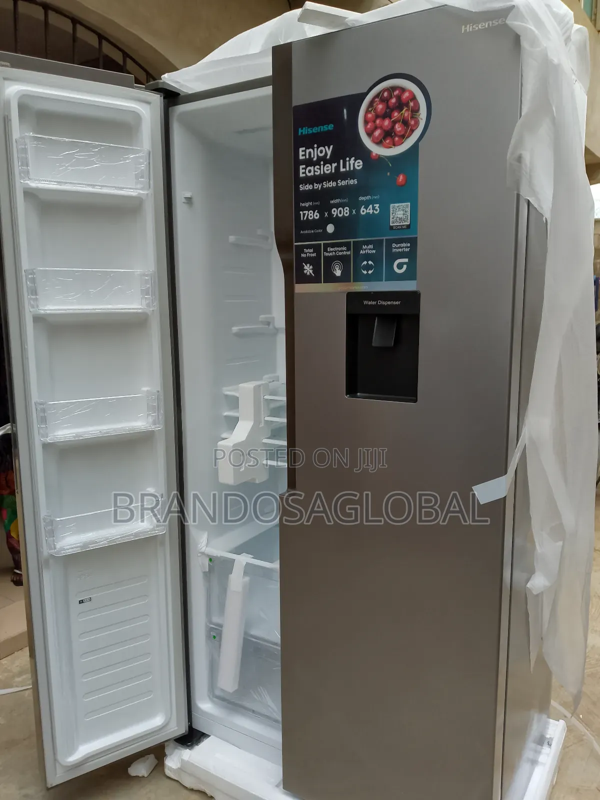 Hisense Side by Side Fridge 67ws 526l,Silver