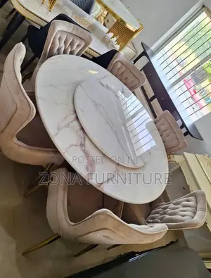High Quality Solid Round Dining Table and Six (6) Seater’S Chairs