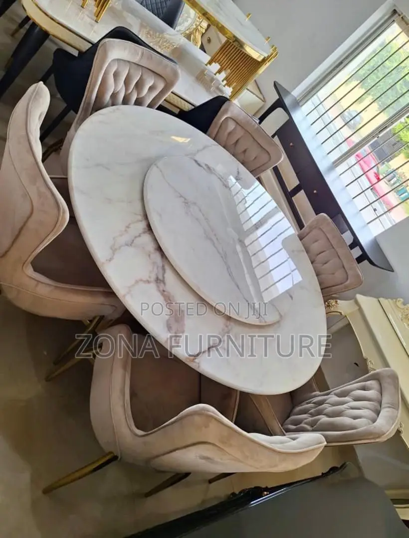 High Quality Solid Round Dining Table and Six (6) Seater’S Chairs