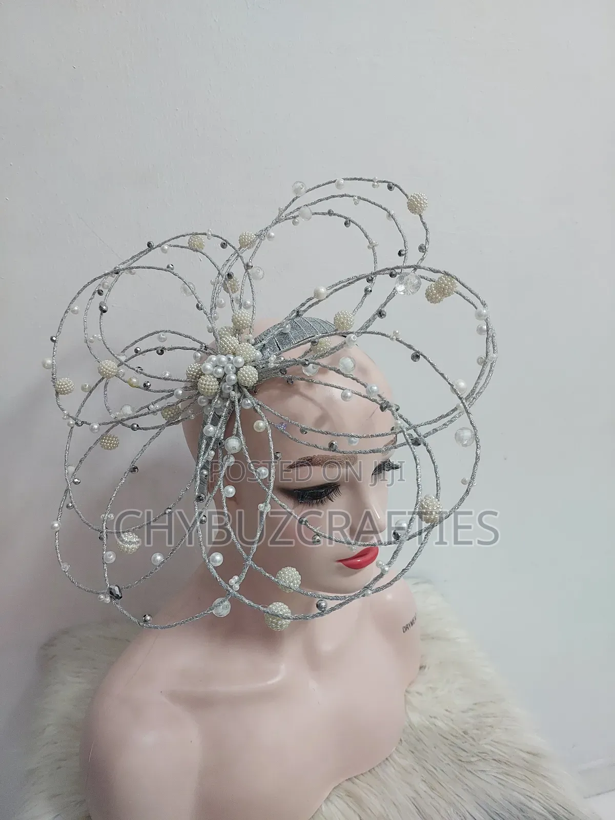 Silver Wire Beaded Facinator