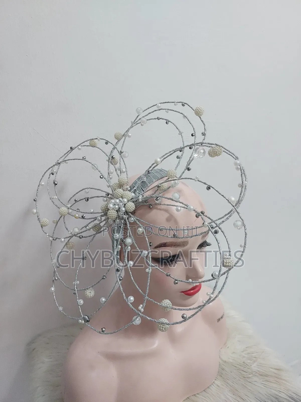 Silver Wire Beaded Facinator