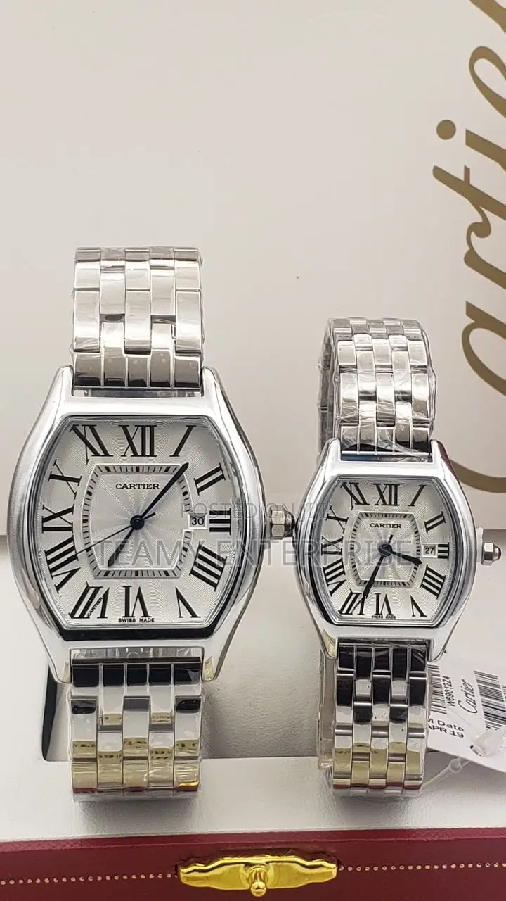 Silver Chain Cartier Wristwatch for Couples - Him and Her
