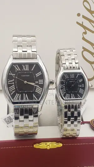 Silver Chain Cartier Wristwatch for Couples - Him and Her