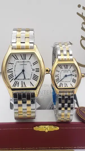 Gold and Silver Chain Cartier Wristwatch for Couples - Him and Her
