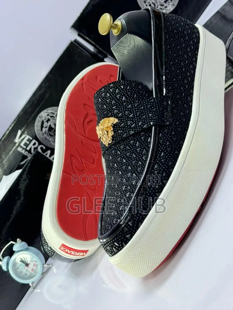 Stone-Embellished Black Loafers