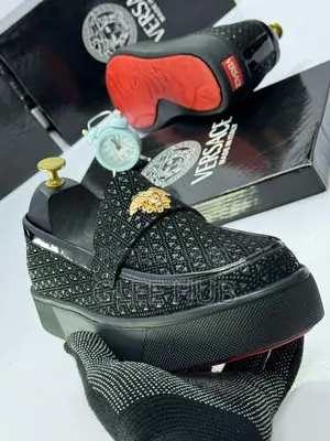 Stone-Embellished Black Loafers