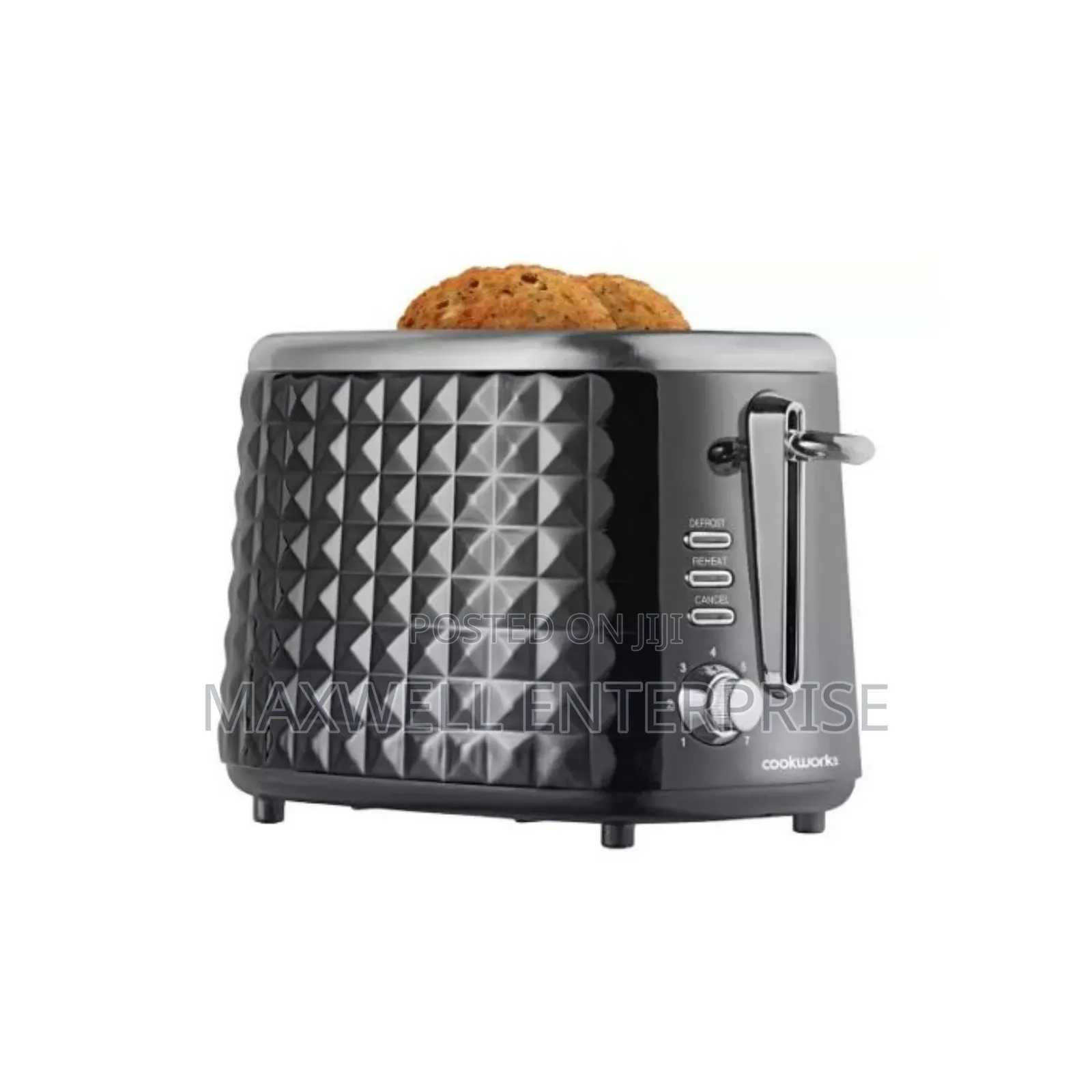 Cookworks 2 Slice Black Textured Pop Up Toaster