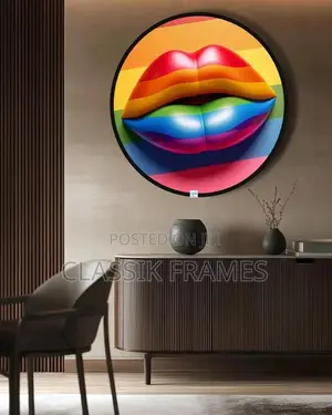 Hd Modern Digi Lips Wooden Frameless Painting Wallart