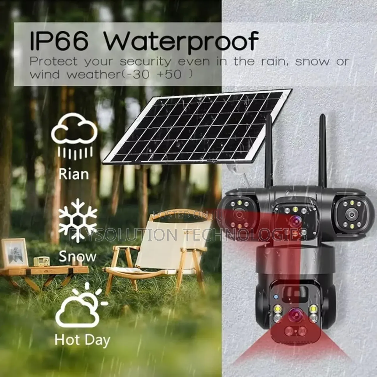 3 Lens V380 4g Solar Powered Wireless Dual Lens Security Camera