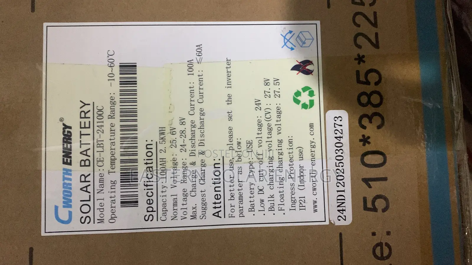Cworth Energy 2.5kwh 24v Stack Lithium Ion Battery