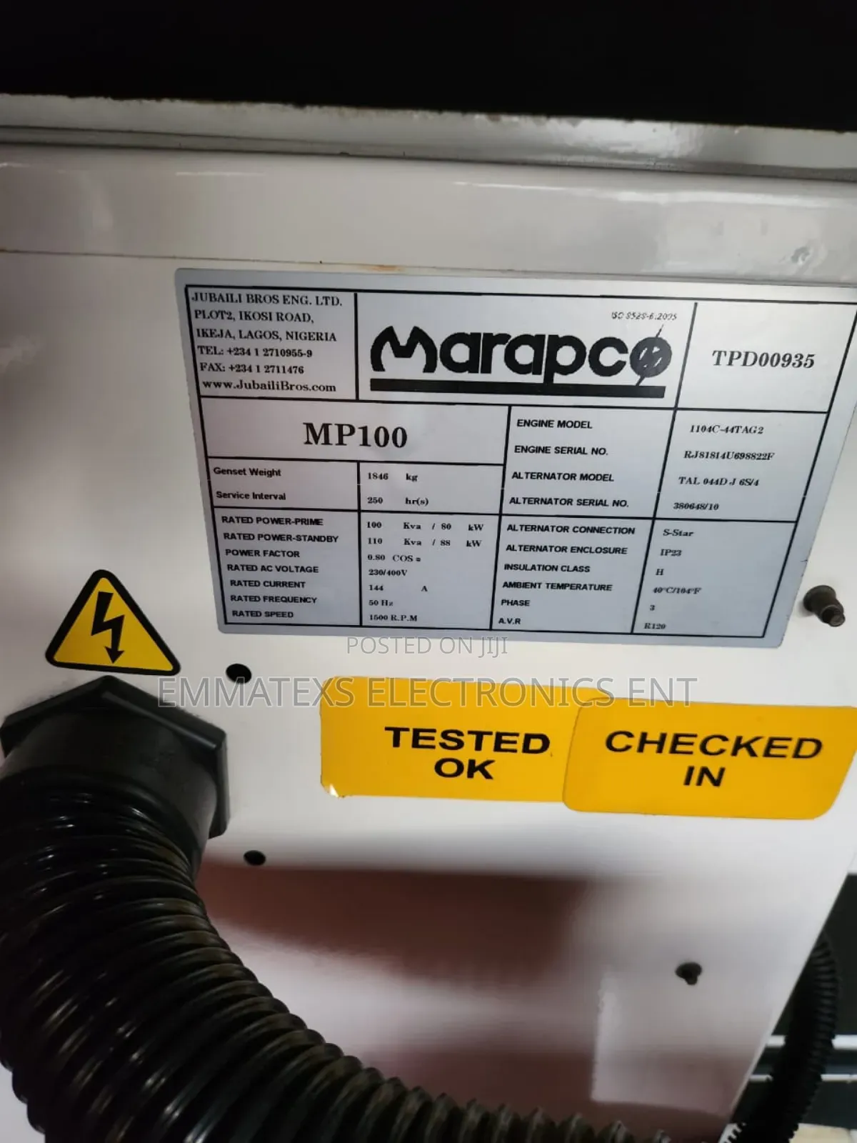 100kva Maracpo Generator Set