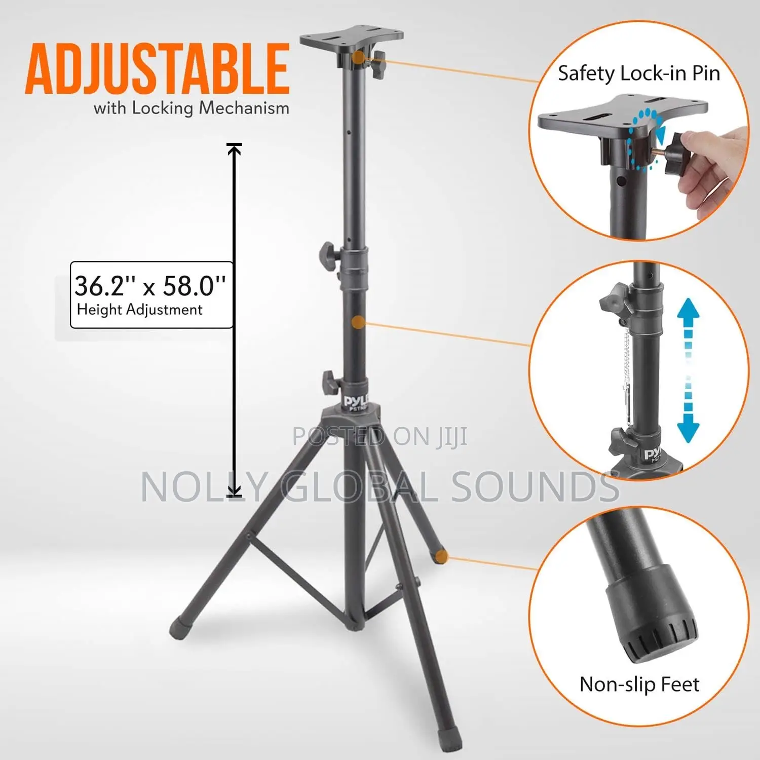 Tripod Speaker Stand Adjustable Holder Mount, Durable 4 Large Speaker