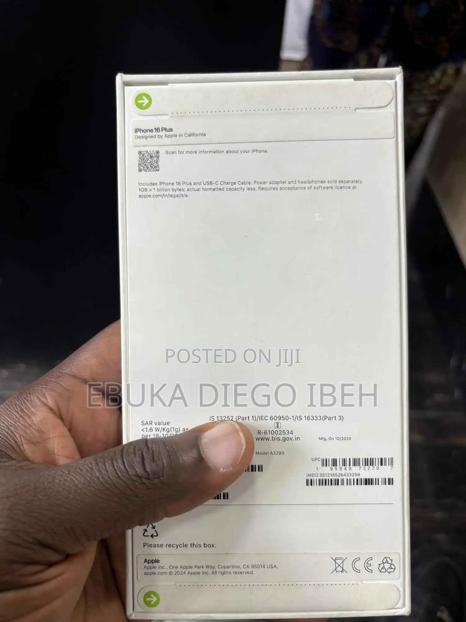 New Apple iPhone 16 Plus 128 GB Blue 