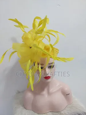 Yellow Feathery Crown Facinator