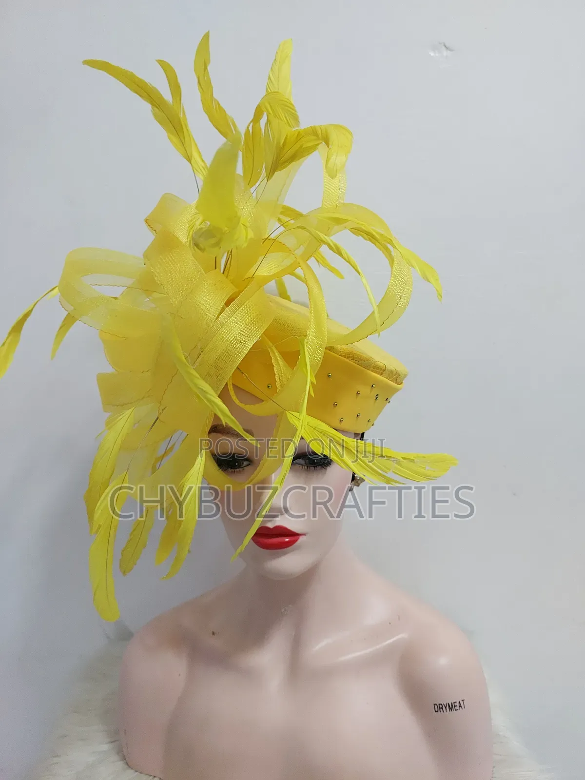 Yellow Feathery Crown Facinator