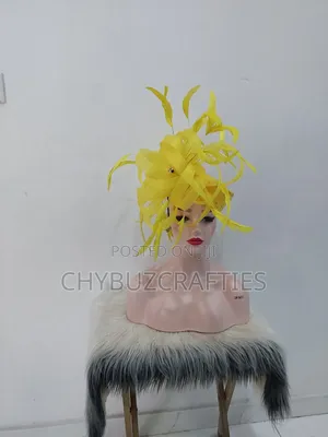 Yellow Feathery Crown Facinator