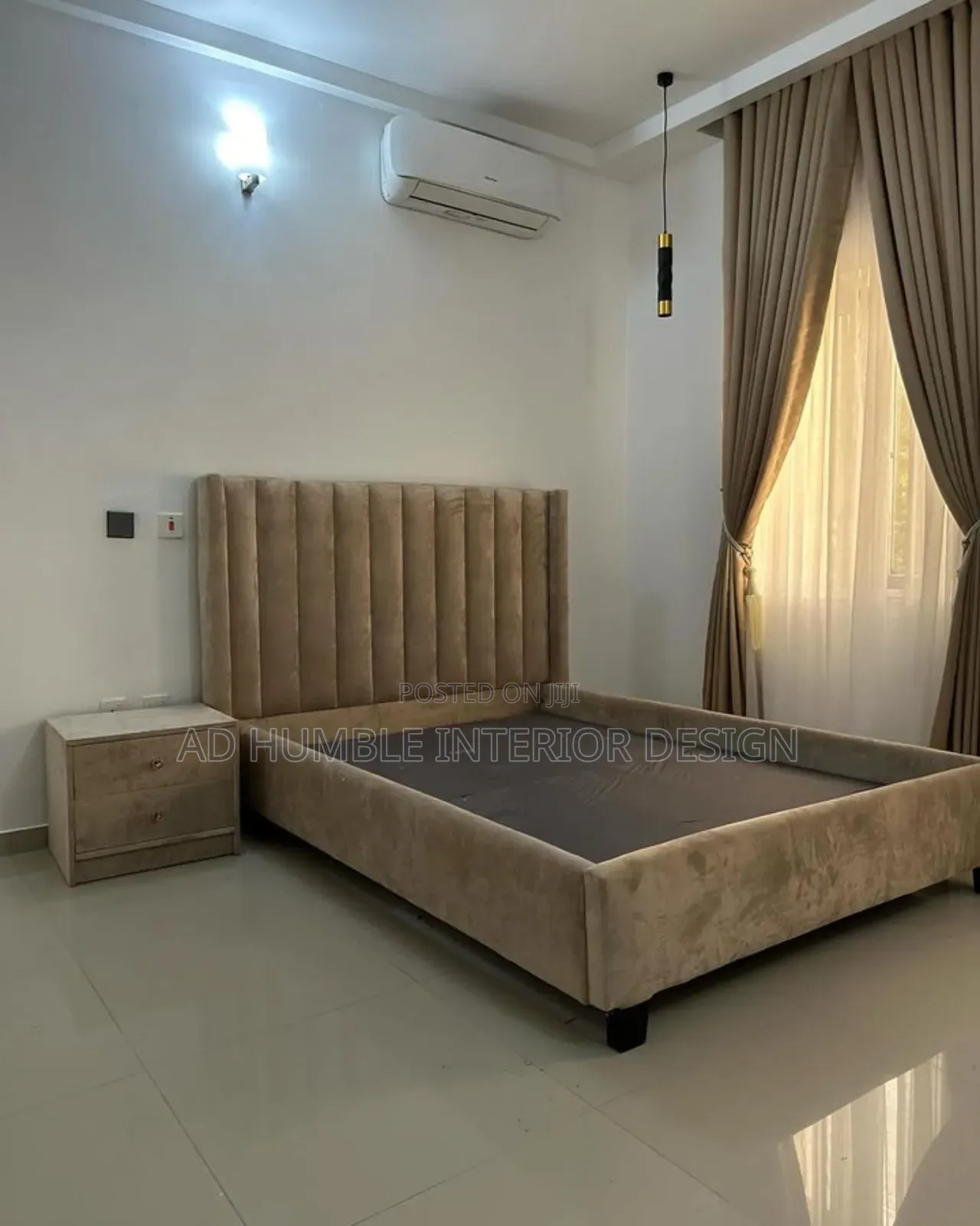 Brown Padded Bedframe.