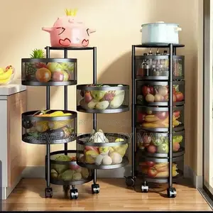 Rotatable 5 Layer Kitchen Rack With Trolley