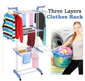 Portable 3-Tier Clothes Hanger Rack – Rolling Laundry Dryer Stand