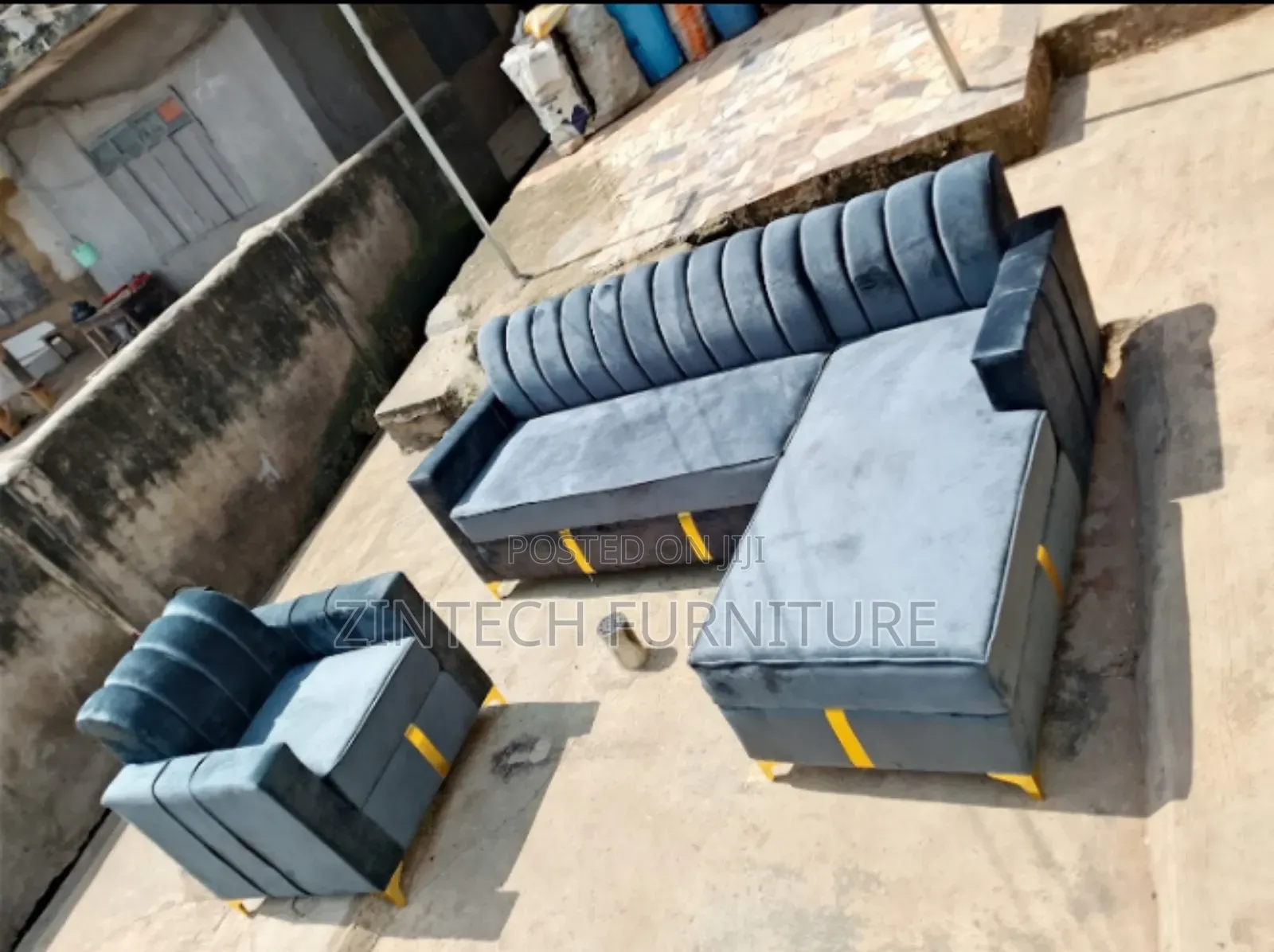 Quality Velvet L Shape Sofas and a Single Seater