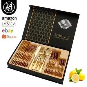 24pcs Gold Cutlery Set