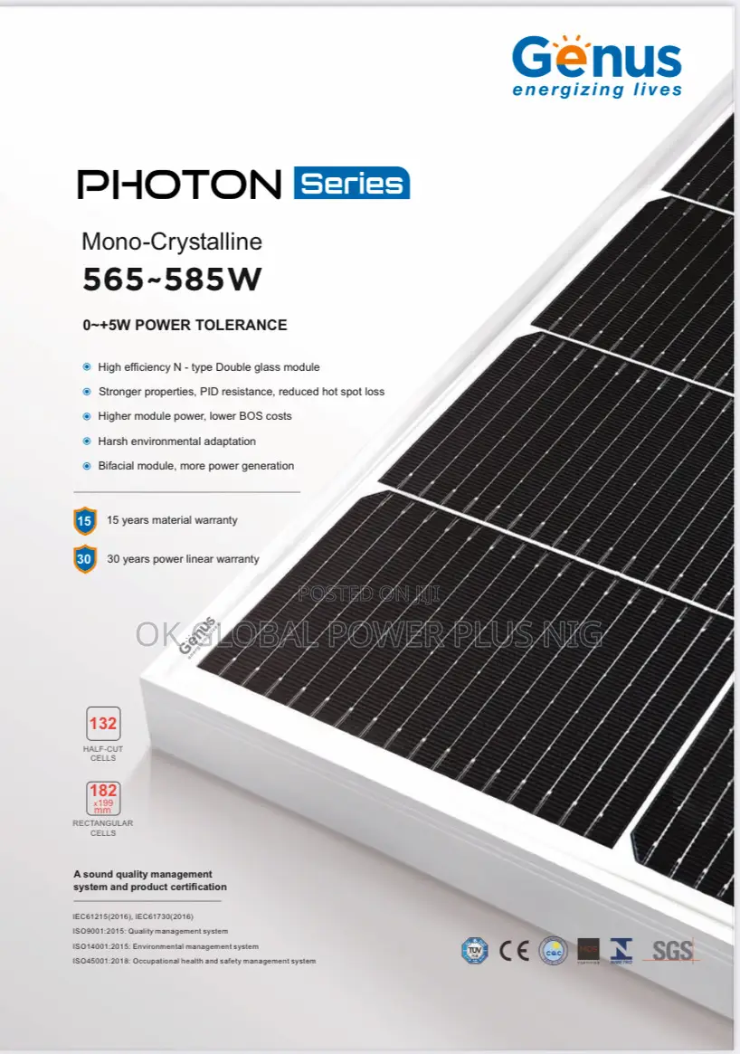 Genus 585w Photon Solar Panels