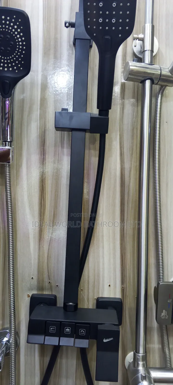 Black 3 Button Shower