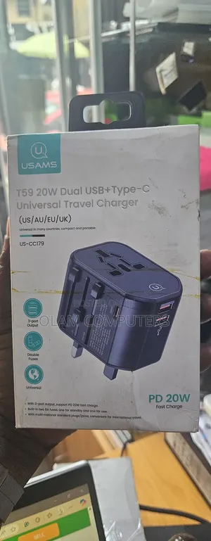 Usams T59 20w Dual Usb+Type-C Universal Travel Charger