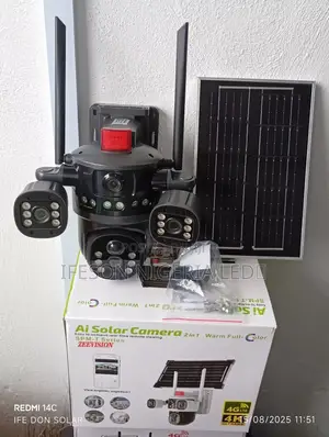 Solar Camera 3lens V380 8 Mega Pixel It Uses Sim Card and Memory
