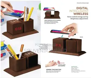Wooden Digital Wireless Clock and Pen Holder (Kite Shape)