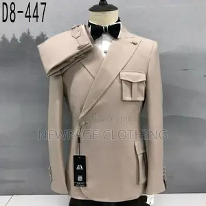 Elegant Beige Slim Fit Double-Breasted Suit