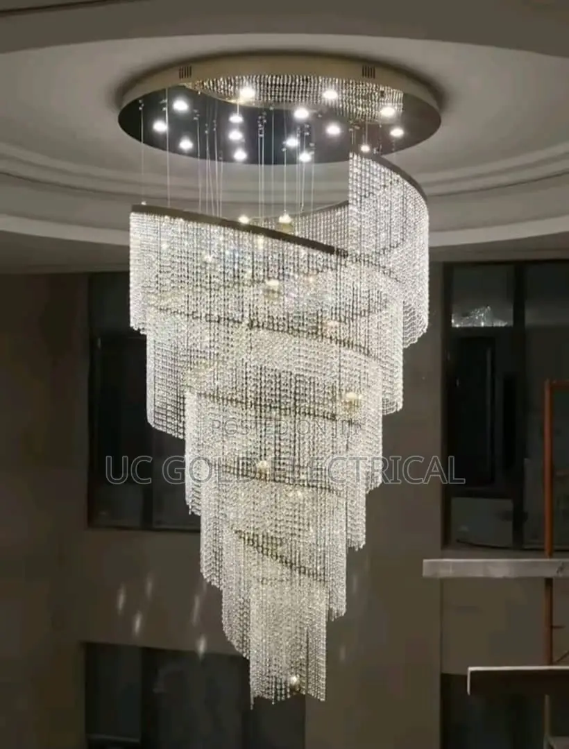 Large Spiral Design Crystal Chandelier Staircase Hallway Lobby Modern