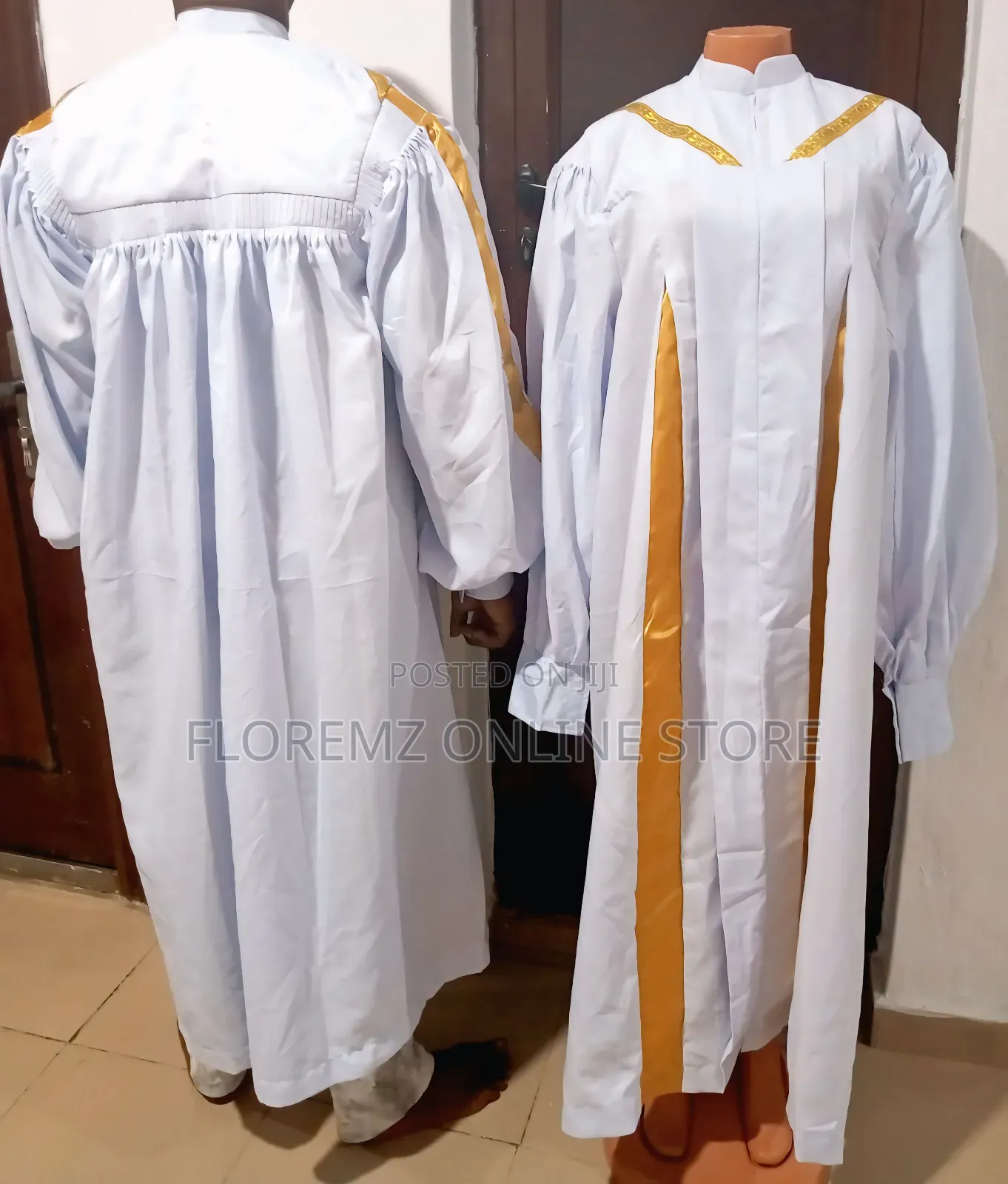 Church Robe Place Elegant White and Gold Church Robes for Rent for sale - FLOREMZ ONLINE ...
