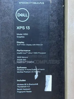 New Laptop Dell XPS 13 9350 16GB Intel Core Ultra 7 SSD 512GB