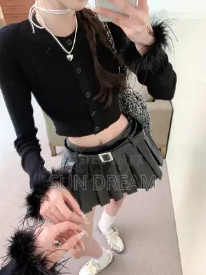 Lady Top Pink Sweater Black Long Sleeve
