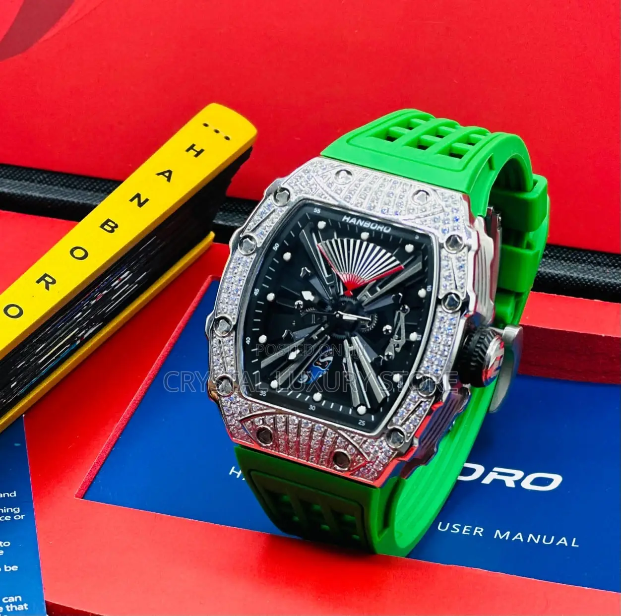 Hanboro Quality Luxury Men Stone Wristwatch